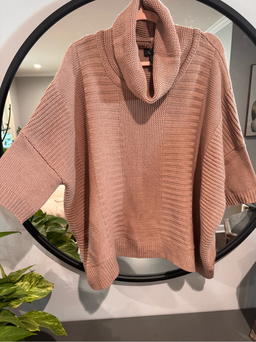 Jones New York Dusty Rose Cowl Neck Oversized Sweater